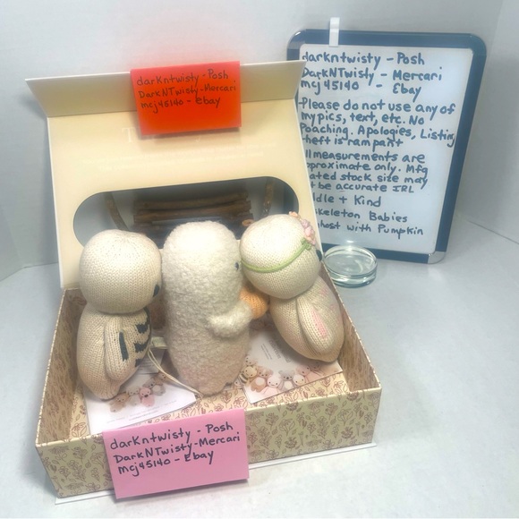 3 Pc BNWT CUDDLE + KIND 1 BOUCLE ALPACA GHOST W PUMP AND 2 KNIT SKELETON BABIES - Picture 5 of 16